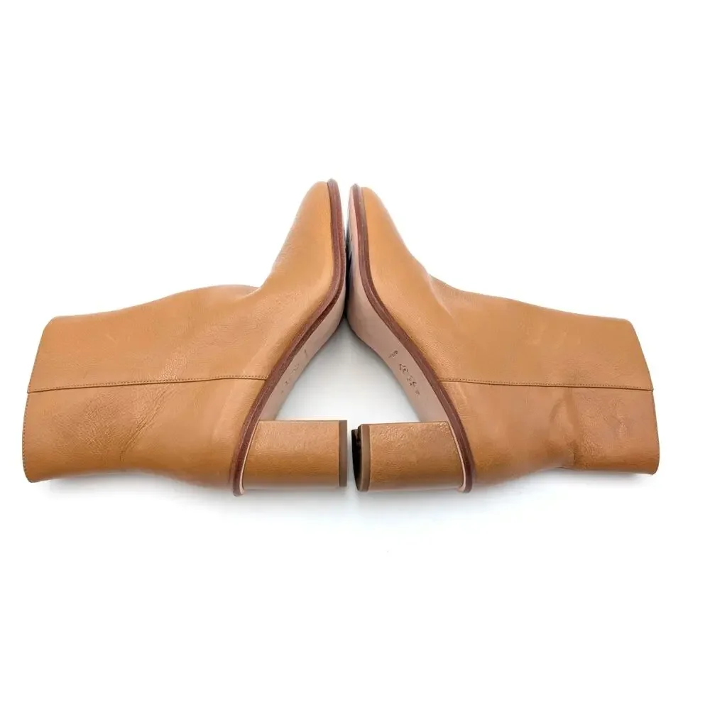 Tory Burch Brooke Stamped Ankle Boots Women's Tan Leather Size US6M EU36.5